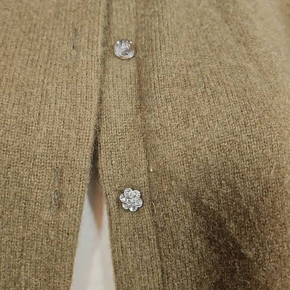 Vintage Material Claudette Size Medium Olive and Black Lace Upcycled Cardigan - Picture 4 of 13